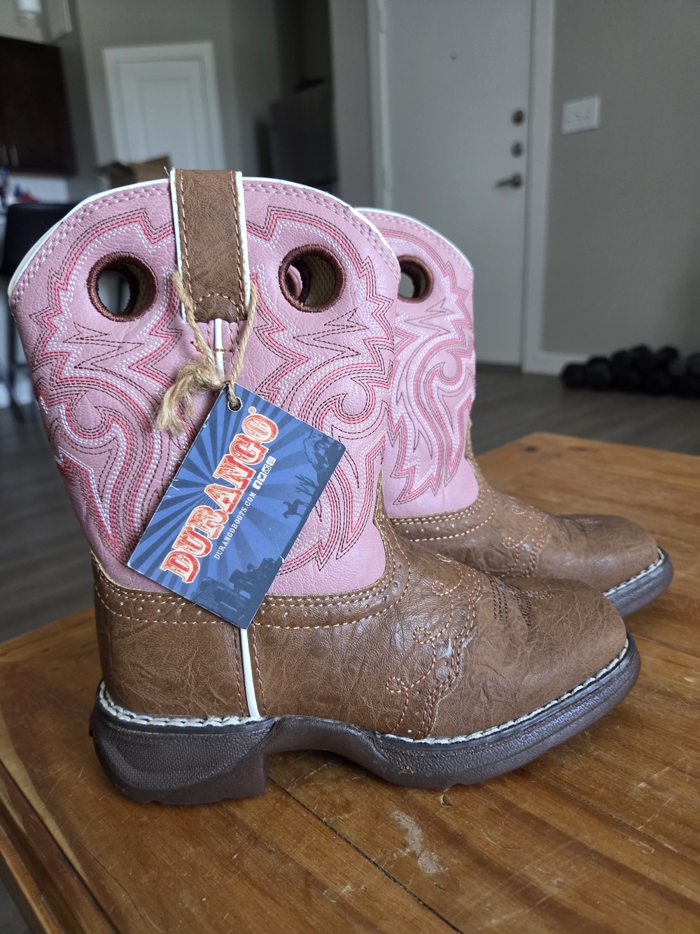 Durango Girls Pink & Brown Pull-On Western Boots